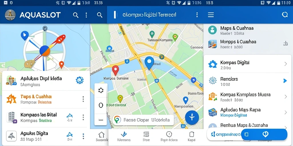Screenshot AQUASLOT menampilkan antarmuka Kompas Digital yang sederhana dan informatif.