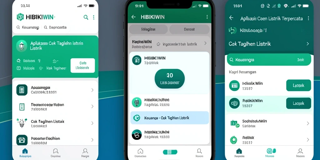 Tampilan antarmuka HIBIKIWIN untuk cek tagihan listrik.