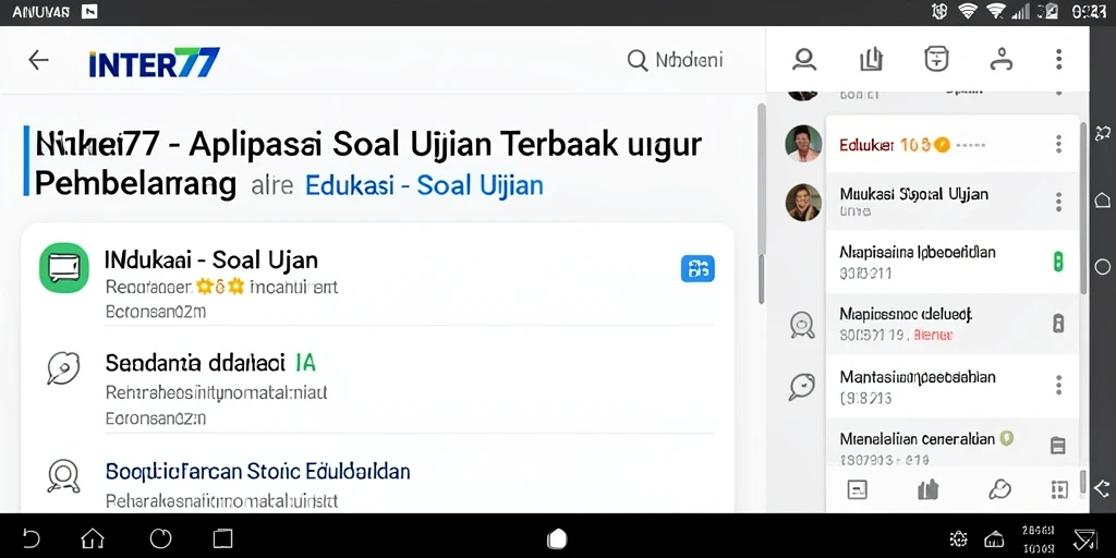 Tampilan antarmuka INTER77 dengan fitur interaktif soal ujian.