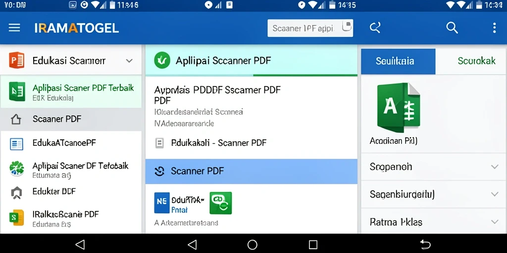 Screenshot antarmuka IRAMATOGEL menampilkan fungsi scanning PDF yang efisien.