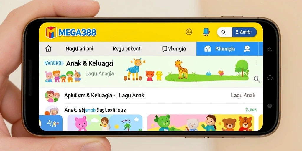 Antarmuka MEGA388 yang ramah anak dengan berbagai fitur lagu.