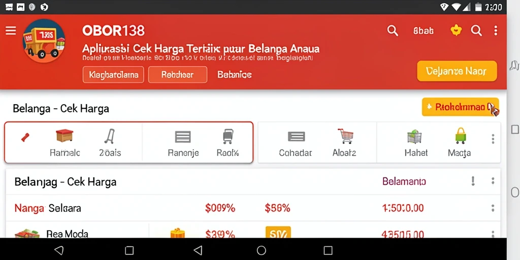 Antarmuka aplikasi OBOR138 yang menampilkan fungsi Cek Harga secara jelas.