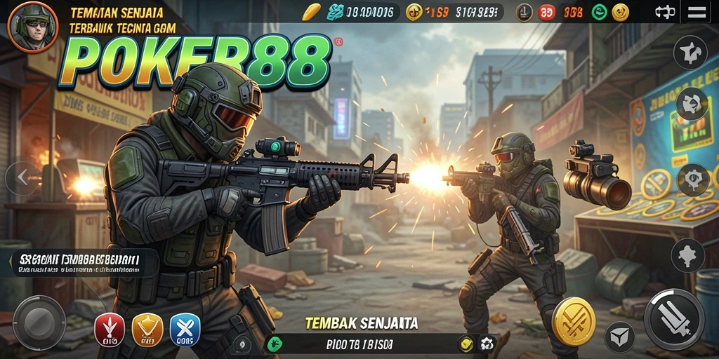 Antarmuka POKER88 menampilkan aksi menembak yang mendebarkan dan grafis menawan.