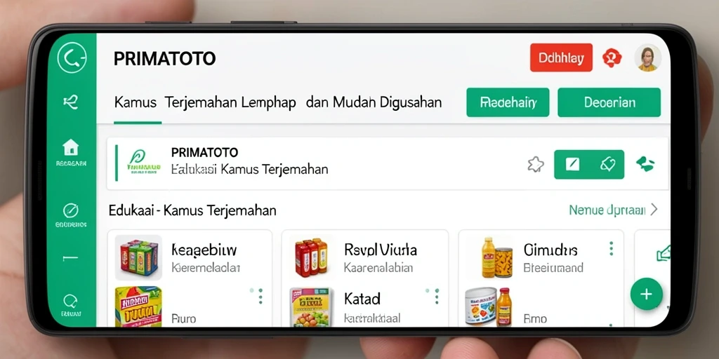 Antarmuka PRIMATOTO yang ramah pengguna untuk Kamus Terjemahan.
