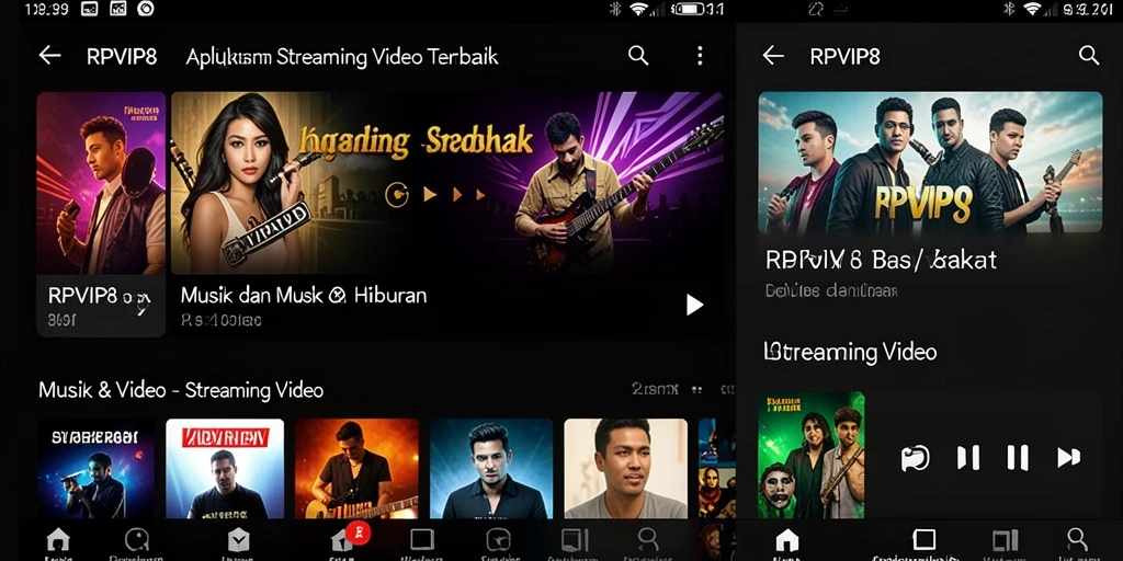 Antarmuka utama RPVIP8 untuk Streaming Video yang menarik dan mudah digunakan.