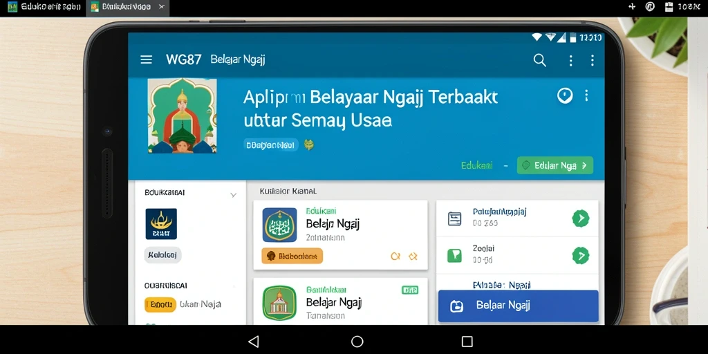 Tampilan antarmuka aplikasi WG87 untuk belajar ngaji dengan mudah.