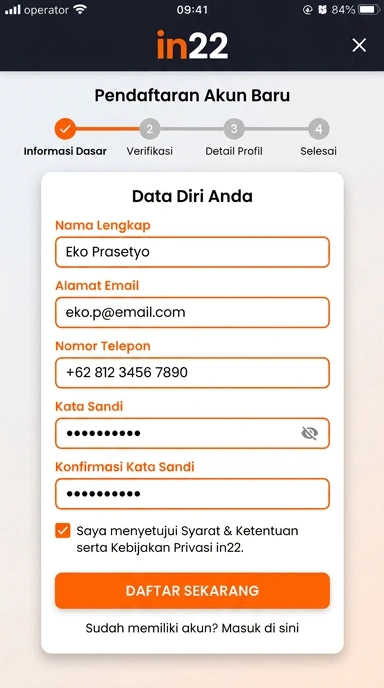 Cara Mudah Daftar Akun Baru di in22